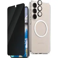 PanzerGlass CARE Flagship 3-in-1 Fodral + skyddsglas-set Samsung Galaxy S25+ Transparent, Svart Induktiv laddning, Stöttålig CRRCHPUG37942