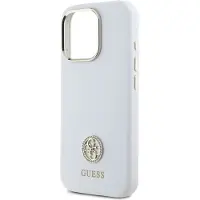 GUESS Silikon Logo Strass 4G Fodral för iPhone 16 Pro - Vit
