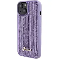 GUESS Sequin Script Metallfodral till iPhone 15 - lila
