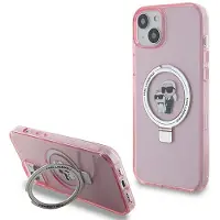 Karl Lagerfeld Ringställ Karl&Choupette MagSafe-fodral för iPhone 15 Plus - rosa