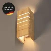 FISCHER&HONSEL GMBH Vägglampa Shine-Wood, dimbar, Ljust trä, Vardagsrum / matsal, Trä, Vägglampa, vägglampa inomhus