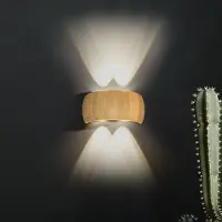 FISCHER&HONSEL GMBH Vägglampa Shine-Wood, Ljust trä, Vardagsrum / matsal, Trä, Vägglampa, vägglampa inomhus