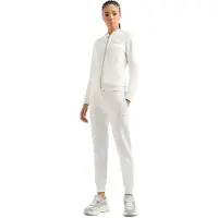 Emporio Armani Logomönster Lätt Huvtröja med Dragkedja Casual Sportdräkt Dam sweatshirt 8NTV51-TJ9RZ-U0005 M white