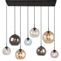 Searchlight Glas pendellampa Mardi Gras II, dimbar, Svart, Vardagsrum / matsal, Metall, Modern, Pendellampa