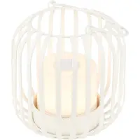 Briloner LED-batteribordslampa 7279 IP44 metallkorg vit 7279, dimbar, Vitt / opal, Vardagsrum / matsal, Metall