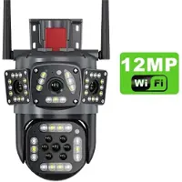 VStarcam Ny 12MP 6K PTZ IP-kamera med flera linser med automatisk spårning av tre skärmar Ai Människodetektering Trådlös säkerhet CCTV-övervakningskameror 12MP Camera
