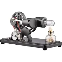 TOMTOP JMS Hot Air Stirling Engine Elektricitet Generator Motormodell med LED-ljus Dollar Svänghjul Design mörkgrå färg