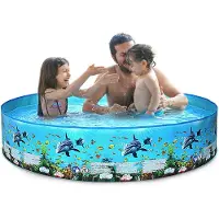 TOMTOP JMS Bärbar Inflationsfri pool i hårdplast Vikbar pool Familjepool Rundsimning 152x25cm