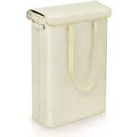 MTMA 45L tunn tvättkorg med lock, smal hand, fin hand, smutsig tvättkorg, sovrum, dagis, hel korgförvaring ba beige