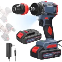 Kkmoon 21V 2in1 litiumborr elektrisk skruvmejsel Multifunktionsverktyg 55Nm vridmoment borstlös motor 2pcs batteries US Plug flerfärgad