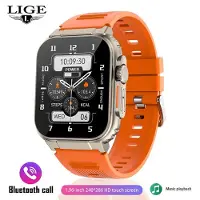 Lige Inspelningsfunktion SIRI Dial Smart Watch 600MAH Stort batteri TWS Music 100+ Sports Watch True Blood Oxygen Smartwatch Herr silicone strap gyllene/orange