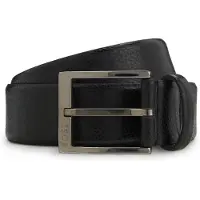 BOSS Grained Italian-leather belt with polished pin buckle