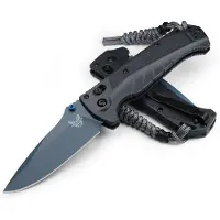 Benchmade Adira Blue Titanium Cerakote fällkniv, tempest gray grivory