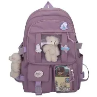 Idealife Japanska High School Girls Ryggsäck Skolväskor För tonårsflickor Flera fickor Ny Kawaii Ryggsäck Dam Harajuku Söt Mochila No bear doll violett