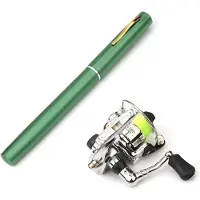 Lixada Fick hopfällbar fiskespö rulle Combo Mini Pen Fiskespö Kit Teleskopisk fiskespö spinning 1.6M grön