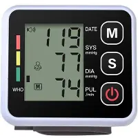 Meiteai-All Bärbar blodtrycksmätare LCD-skärm Digital handledsblodtrycksmätare Pulsmätare Mät hushållsanvändning gray