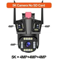 LS VISION Ny 5K 12MP Säkerhetskamera WiFi 10X Zoom Utomhus Tre lins PTZ CCTV Monitor 2K Auto Tracking Skydd Treskärmsövervakning US Plug