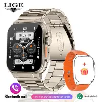 Lige Inspelningsfunktion SIRI Dial Smart Watch 600MAH Stort batteri TWS Music 100+ Sports Watch True Blood Oxygen Smartwatch Herr steel belt gyllene