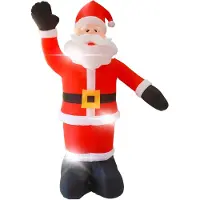 TOMTOP JMS 8FT Tall Jul Gummibåtar Jultomten Vattentät 9 LED Light Up Giant Uppblåsbar Tomte med EU Plug röd