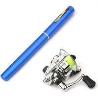 Lixada Fick hopfällbar fiskespö rulle Combo Mini Pen Fiskespö Kit Teleskopisk fiskespö spinning 1.6M blå
