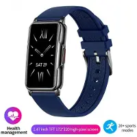 Lige Smart Watch Bluetooth-ansluten telefon Musik Fitness Män Smartwatch Puls Blodsyre Vattentät Sport Smart Armband Dam silicone strap blå