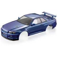 Wosawe outdoor sports Killerbody 48646 Nissan Skyline (R34) Färdig kroppsskalsram för 1/10 Electric Touring RC Racing blue gray