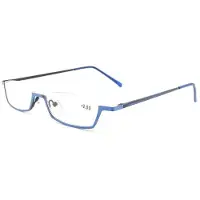 Dote Små läsglasögon med halv ram Kvinnor Fjädergångjärn Ram Receptbelagda glasögon Legering Oculos 2.5