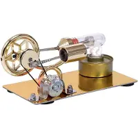 TOMTOP JMS Varmluft Stirlingmotor Motormodell Elgeneratormotor med LED-lampa Sexuddig stjärna gyllene