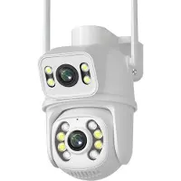 VStarcam Ny 8MP EU 4K Dual Lens WIFI PTZ IP-säkerhetskamera Realtid Dual Screen Ai Autospårning Kroppsdetektering Utomhus Vattentät CCTV Videoövervakning Without TF card vit