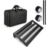 Igeteck Stor storlek gitarreffekt pedalbräda i aluminiumlegering pedalbräda 19,7*11 tum med bärväska Large Size svart