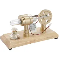 TOMTOP JMS Hot Air Stirling Engine Elektricitet Generator Motormodell med LED-ljus Svänghjul Design Science gyllene