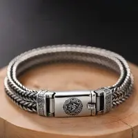 Allbestart 925 Silver Herrarmband Mode Trend Personlighet Kinesisk Stil Retro Kreativ Thai Silver Smycken Tillbehör 20cm vit