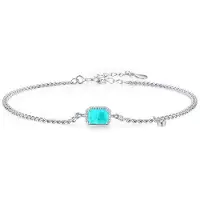 YIRAN Jewelry Modian Pure 925 Sterling Silver Elegant rektangel turmalin Paraiba Armband Mode länkkedja för kvinnor Bröllopssmycken Presenter