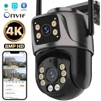 LS VISION 2025 Ny Wifi-kamera 4K 8MP PTZ Dubbla objektiv Dubbel skärm Säkerhet HD IP-kamera Utomhus Vattentät Ai Spårning Övervakning Onvif ICsee EU Plug