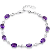 YIRAN Jewelry 100 % 925 Sterling Silver Mode Lila Kristall Damarmband Smycken Bleknar Inte Billigt Armband Kvinna Kvinnor Födelsedagspresent 20cm white
