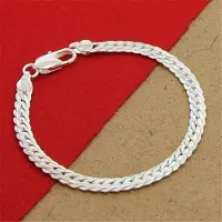 YIRAN Jewelry Högkvalitativt 925 Sterling Silver Armband 20 cm 5 mm Platt Ormkedja Armband För Män & Kvinnor Fest Berlock Smycken Gåva beige