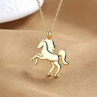 Fashion Jewelry OM S925 Sterling Silver 18 Inches Guld/Silver Unicorn Hästhalsband För Kvinnor Mode Förlovningsfest Presentsmycken gyllene