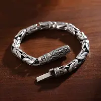 YIRAN Jewelry Nytt Handgjort Retro Herrsäker Flätat Armband Diamant Mortelstöt Trend Hip Hop Nisch Thailändskt Silver Smyckestillbehör 22cm