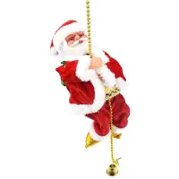 TOMTOP JMS Jultomten klättrande pärlor Batteridriven elektrisk klättring upp och ner klättrande tomte med ljus röd