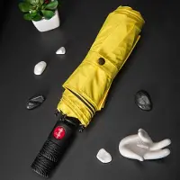 Boho berry 46 tum Herr Anti-UV Regn Vindtätt reseparaply 3-vikt Auto Öppna Stäng Automatiskt Paraply Svart Beläggning UV Paraply gul