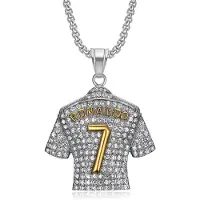 YY-electronic product Guldpläterad Diamond Studded Cristiano Ronaldo 7 Jersey hänge med halsband 60CM+3MM