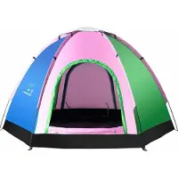 WTEMPO Vandringstält 3-4 personer Stort campingtält med dubbla dörrar Vattentätt vindtätt 240x240x145cm rosa