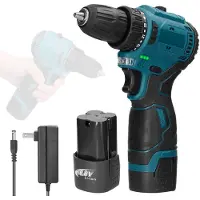 Kkmoon 16,8V sladdlös borrmaskin Elektrisk hushållsskruvmejsel Reglering Rotationsvägar Justering 2pcs batteries US Plug flerfärgad