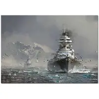 Redamancy Gallery World of Warships Bismarck Battleship Måla Canvas Poster HD-tryckt Väggkonstbilder Modernt vardagsrum Heminredning 70X100cm Unframed
