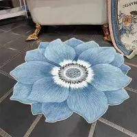 WTEMPO 1 st Blommatta Badrum Absorberande halkfri matta Bauhinia Blå Lotus Vardagsrum Sovrum Garderob Fotpadd 100*100cm blå