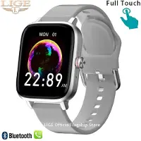 Lige Call Smart Watch Kvinnor Custom Dial Smartwatch För Android IOS Vattentät Bluetooth Musikklockor Full Touch Armband Klocka Silica gel silver