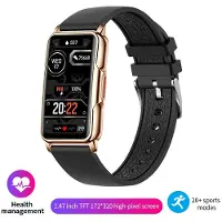Lige Smart Watch Bluetooth-ansluten telefon Musik Fitness Män Smartwatch Puls Blodsyre Vattentät Sport Smart Armband Dam silicone strap gyllene/svart