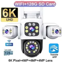 LS VISION 6K 12MP UHD WiFi IP-kamera Utomhus Tre Skärmar Tre Linser Människotyp AI-detektering Automatisk Spårning Säkerhet Yoosee APP IP CCTV 6k camera+128G
