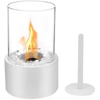Meterk Utomhus Fire Pit Bordsskiva Bärbar Fire Bowl Pot Etanol Öppen spis Ventless öppen spis vit