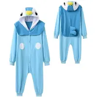 Snody Tecknad Onesie För Barn Gengar Ett stycke Pyjamas Barn Kigurumi Halloween Cosplay Kostym Party Present 120 vit/blå